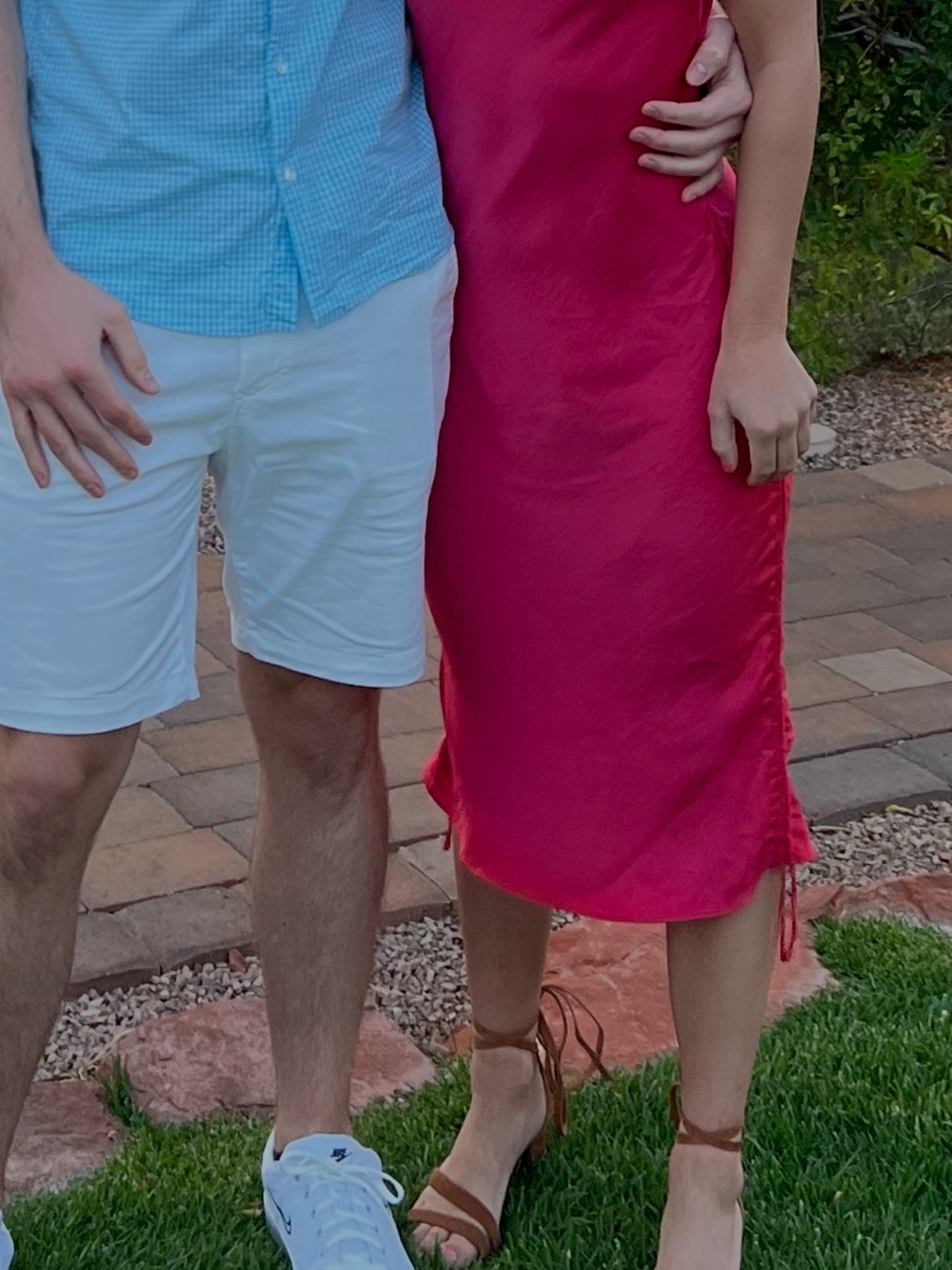 Free People Fuchsia Satin Slip Dress with Side Tie